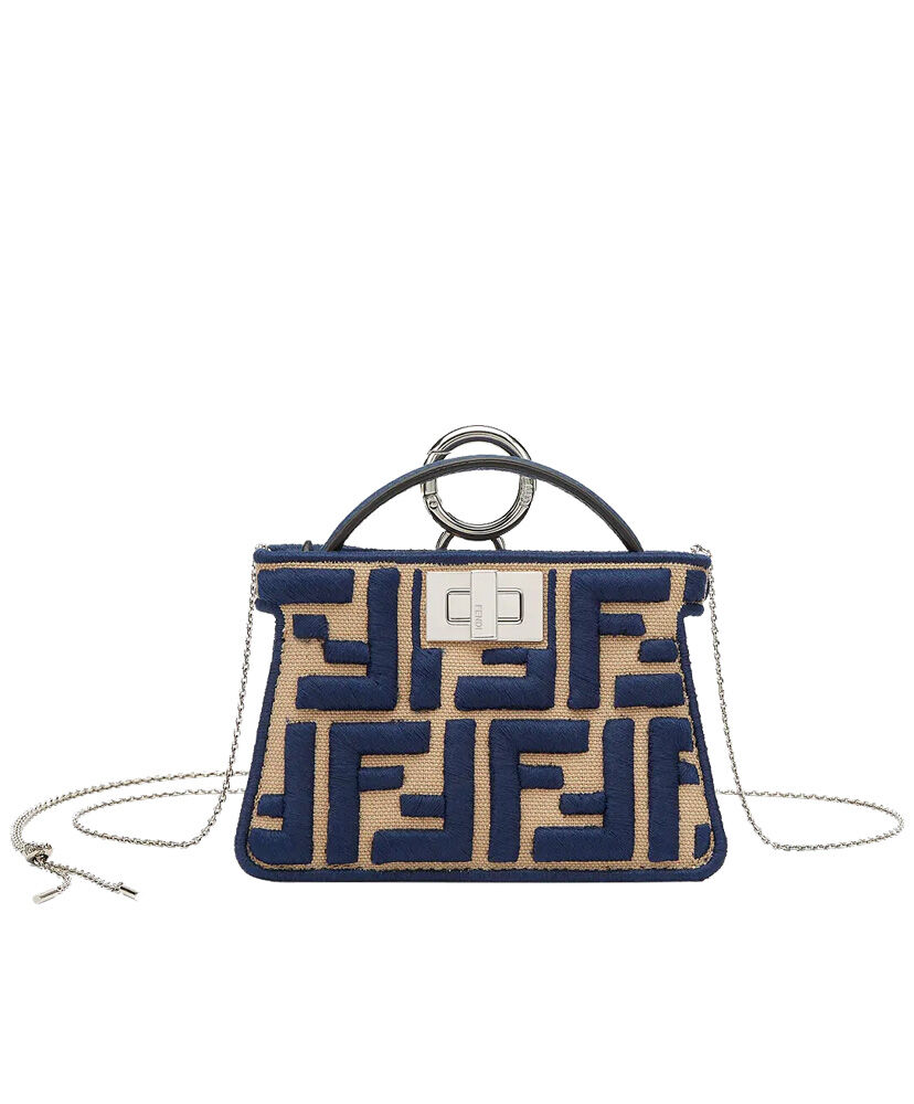 Fendi Nano Peekaboo Charm Bag 7AR993 Dark Blue